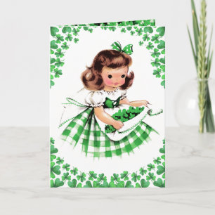 Lycklig St. Patrick's Day. Vintage Little Irish Gi Kort