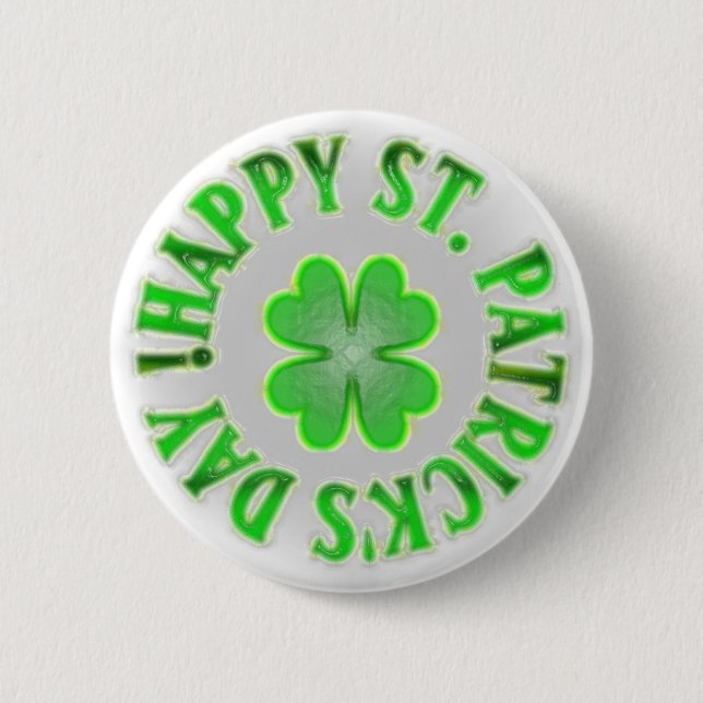 Lycklig St. Patrick's Day! Vintage Shamrock Knapp (Framsida)