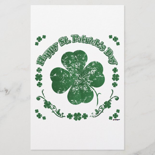 Lycklig St. Patrick's Day - vintage stil Brevpapper (Framsida)