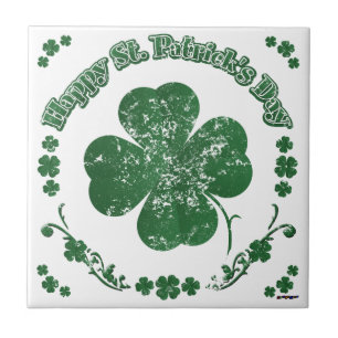 Lycklig St. Patrick's Day - vintage stil Kakelplatta