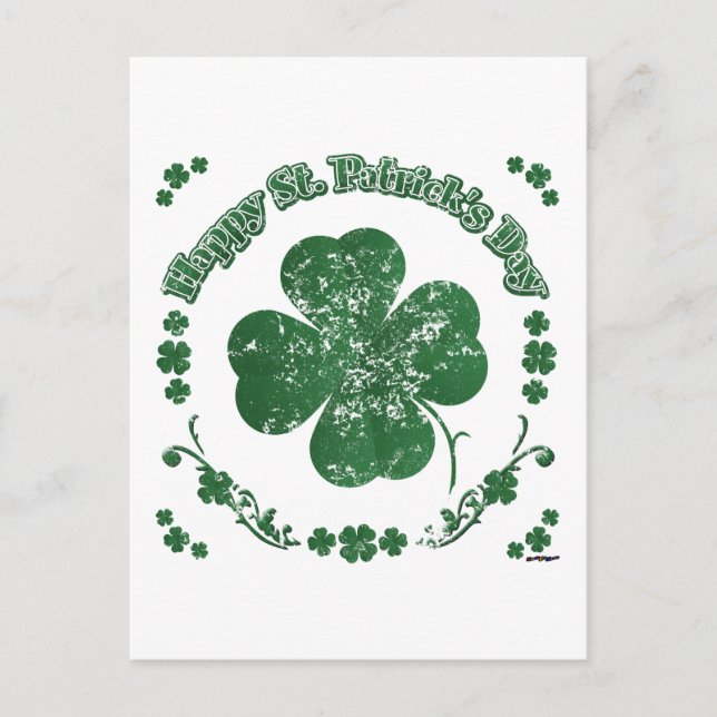 Lycklig St. Patrick's Day - vintage stil Vykort (Framsida)