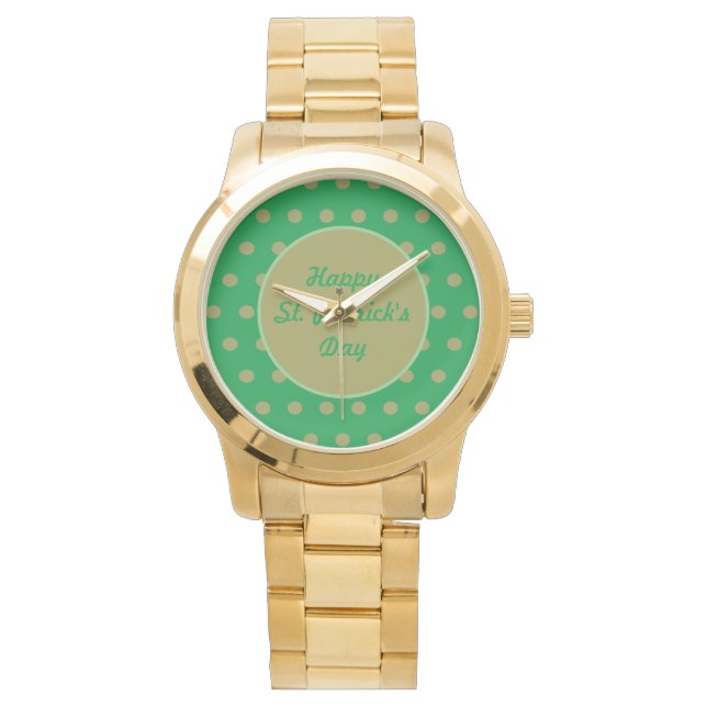 Lycklig St. Patrick's Day Watch (Grönt & Guld) Armbandsur (Framsida)