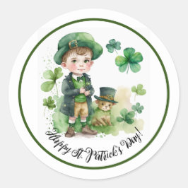 Lycklig St.Patrick's Day Watercolor Little Irish B Runt Klistermärke