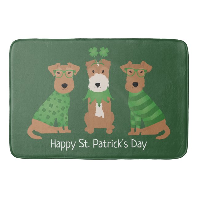Lycklig St patricks day Welsh Wire Fox Terrier Hun Badrumsmatta (Framsidan)
