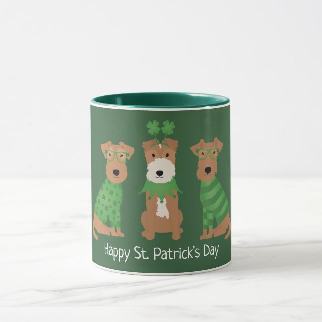 Lycklig St patricks day Welsh Wire Fox Terrier Hun Mugg (Center)