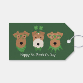Lycklig St patricks day Welsh Wire Fox Terrier Hun Presentetikett