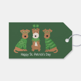 Lycklig St patricks day Welsh Wire Fox Terrier Hun Presentetikett