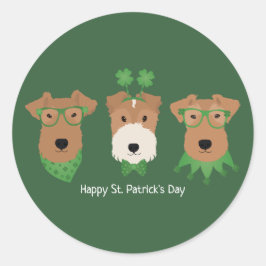 Lycklig St patricks day Welsh Wire Fox Terrier Hun Runt Klistermärke