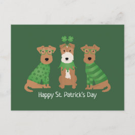 Lycklig St patricks day Welsh Wire Fox Terrier Hun Vykort