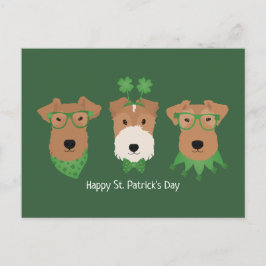 Lycklig St patricks day Welsh Wire Fox Terrier Hun Vykort