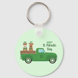 Lycklig St patricks day Wire Fox Terrier Hund Nyckelring