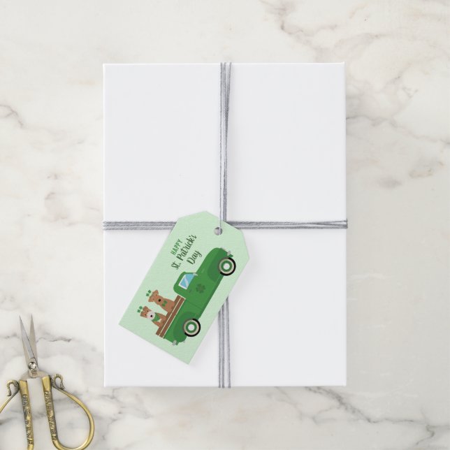 Lycklig St patricks day Wire Fox Terrier Hund Presentetikett (Med Snöre)