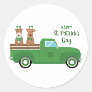 Lycklig St patricks day Wire Fox Terrier Hund Runt Klistermärke