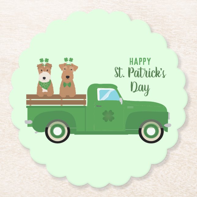 Lycklig St patricks day Wire Fox Terrier Hund Underlägg Papper (Framsida)