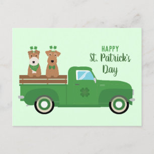 Lycklig St patricks day Wire Fox Terrier Hund Vykort
