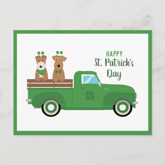 Lycklig St patricks day Wire Fox Terrier Hund Vykort (Framsida)