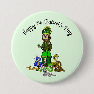 Lycklig St. Patrick's Day with Snakes Button Knapp