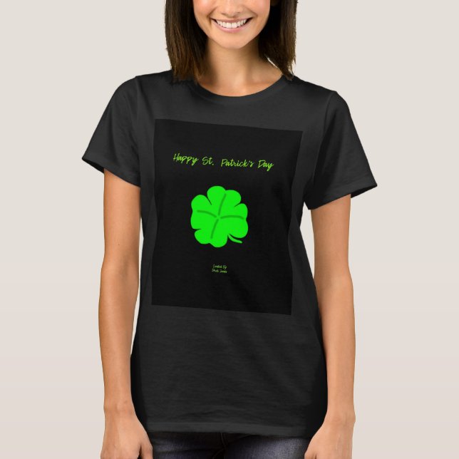 Lycklig St. Patrick's Day Women's Black T Shirt (Framsida)
