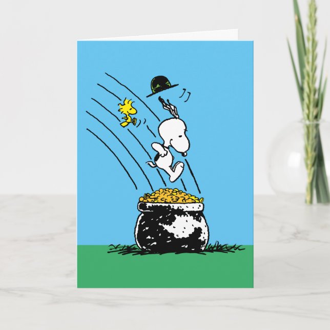 Lycklig St. Patrick's Day Woodstock Helgkort (Framsida)