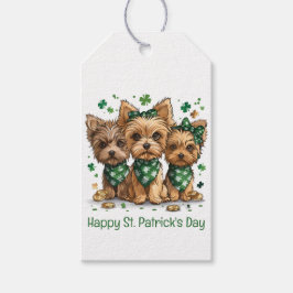 Lycklig St. Patrick's Day Yorkshire Terrier Hundar Presentetikett