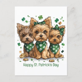 Lycklig St. Patrick's Day Yorkshire Terrier Hundar Vykort