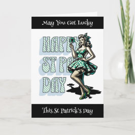 Lycklig St Patrick's Funny Pinup Girl Kort
