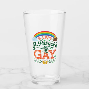 Lycklig St. Patricks Gay LGBTQ Pride Rainbow Glaskopp