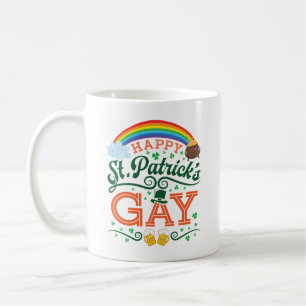 Lycklig St. Patricks Gay LGBTQ Pride Rainbow Kaffemugg