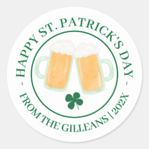 Lycklig St. patricks grönt Shamrocks-familjen Runt Klistermärke