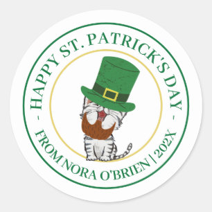 Lycklig St. patricks grönt Shamrocks-familjen Runt Klistermärke