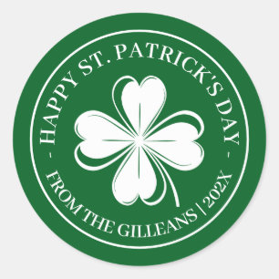 Lycklig St. patricks grönt Shamrocks-familjen Runt Klistermärke