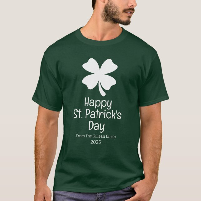 Lycklig St. patricks grönt Shamrocks-familjen T Shirt (Framsida)