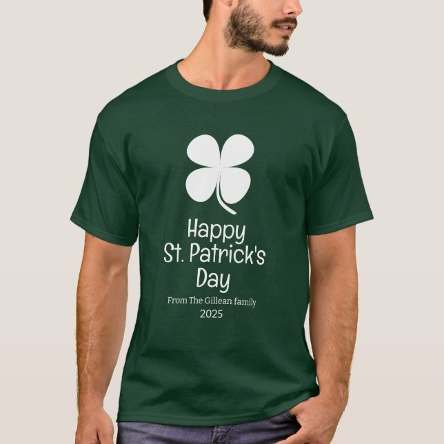 Lycklig St. patricks grönt Shamrocks-familjen T Shirt (Framsida)