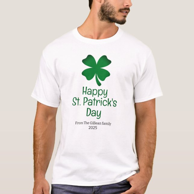 Lycklig St. patricks grönt Shamrocks-familjen T Shirt (Framsida)