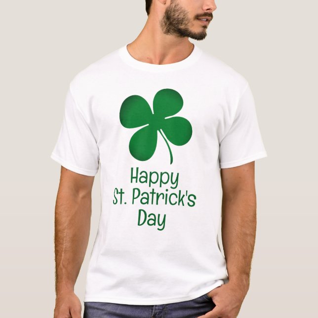 Lycklig St. patricks grönt Shamrocks-familjen T Shirt (Framsida)