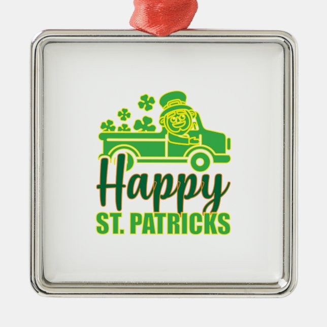 Lycklig ST Patricks Julgransprydnad Metall (Framsidan)