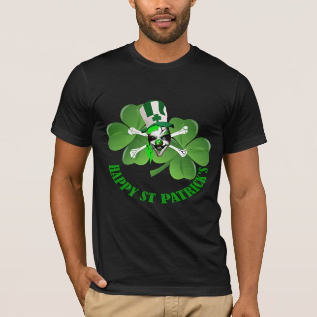 Lycklig St Patricks läskkrona clown T-shirt (Framsida)