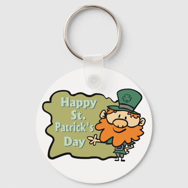 Lycklig St. Patrick's Leprechaun Nyckelring (Framsida)