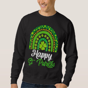 Lycklig St Patricks Lucky Irish Rainbow Shamrock M Lång Ärmad Tröja