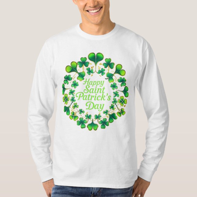 Lycklig St Pats Klöver T Shirt (Framsida)