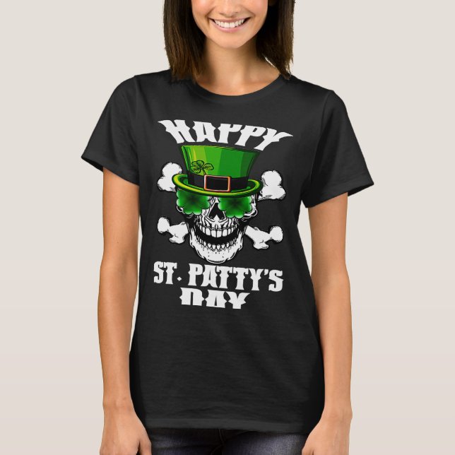 Lycklig St patty's day St Patricks Sugar Skull Lep T Shirt (Framsida)