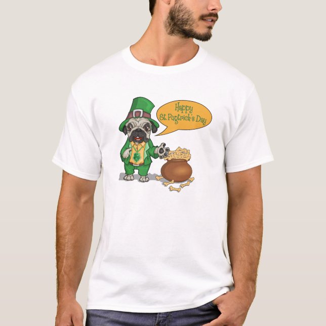Lycklig St. Pugtrick's Day T-shirt (Framsida)