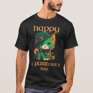 Lycklig St PURRricks dag Leprechaun Katt St Patric T Shirt