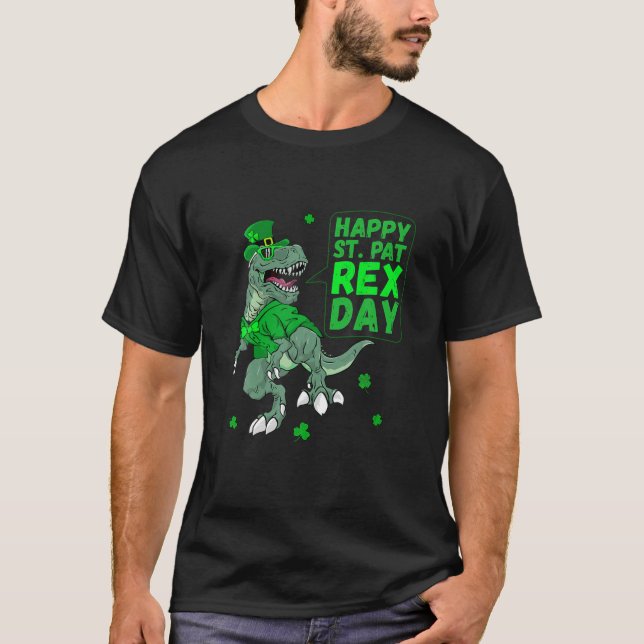 Lycklig St. Saint patrick Pat Rex Day Rex Dinosaur T Shirt (Framsida)