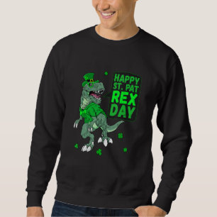 Lycklig St Saint patrick Pat Rex Day T Rex Dinosau Lång Ärmad Tröja
