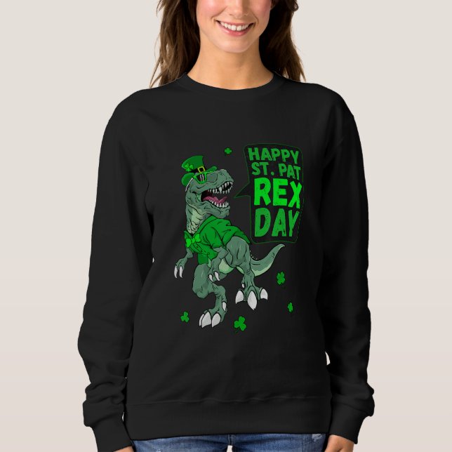 Lycklig St Saint patrick Pat Rex Day T Rex Dinosau Shirt (Framsida)