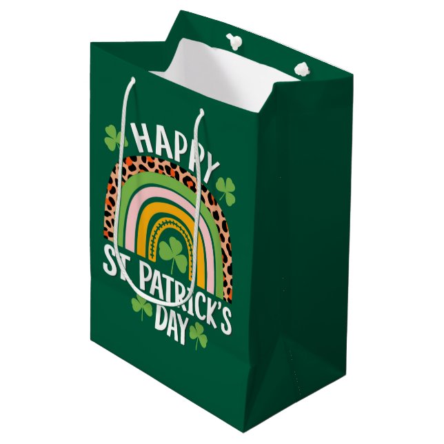 Lycklig St Saint Patricks Dag Regnbåge Shamrock  (Framsidan Vinklad)