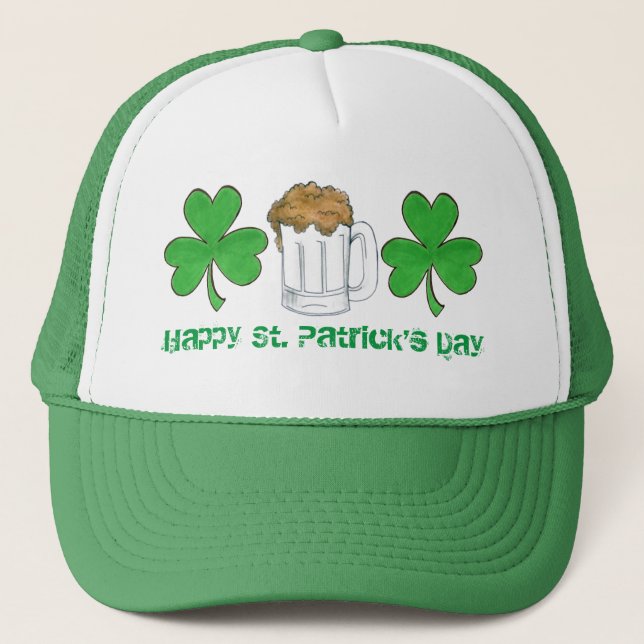 Lycklig St. Saint patrick's day Grönt Shamrock Bee Keps (Framsida)