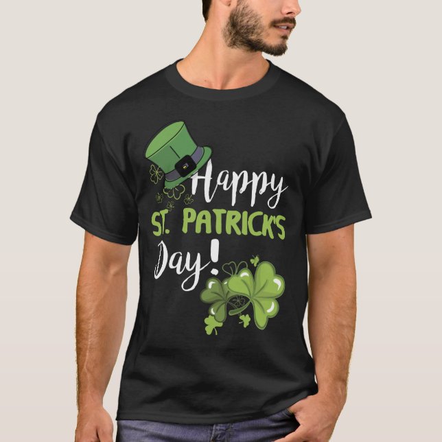 Lycklig St Saint patrick's day Many Shamrock Grönt T Shirt (Framsida)