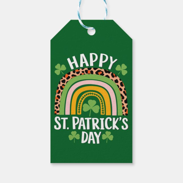Lycklig St Saint patrick's day Rainbow Shamrock Presentetikett (Baksidan)